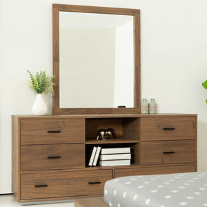 63" Walnut Six Drawer Combo Dresser