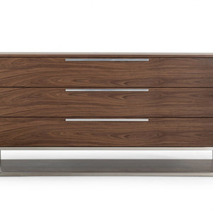 58" Walnut Manufactured Wood Three Drawer Standard Dresser