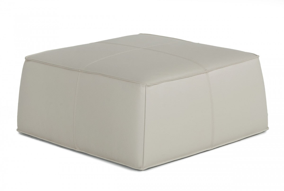 Light Gray Faux Leather Cocktail Ottoman 37"