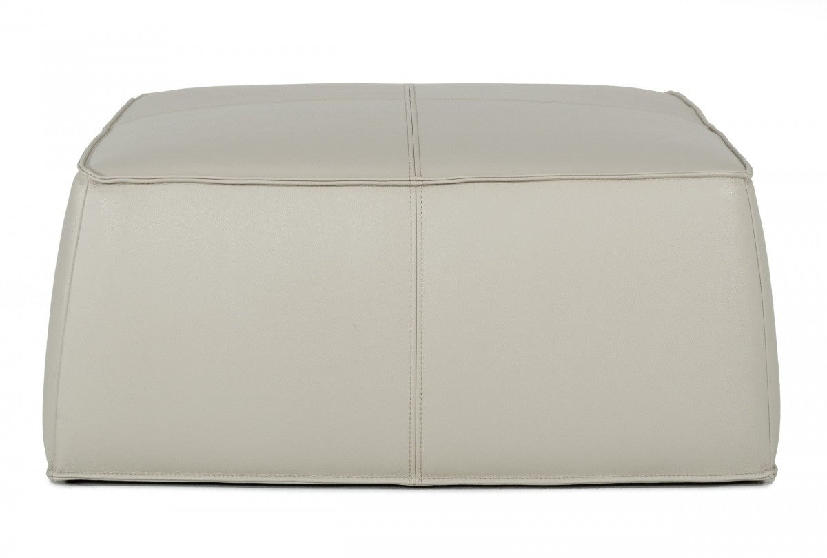 Light Gray Faux Leather Cocktail Ottoman 37"