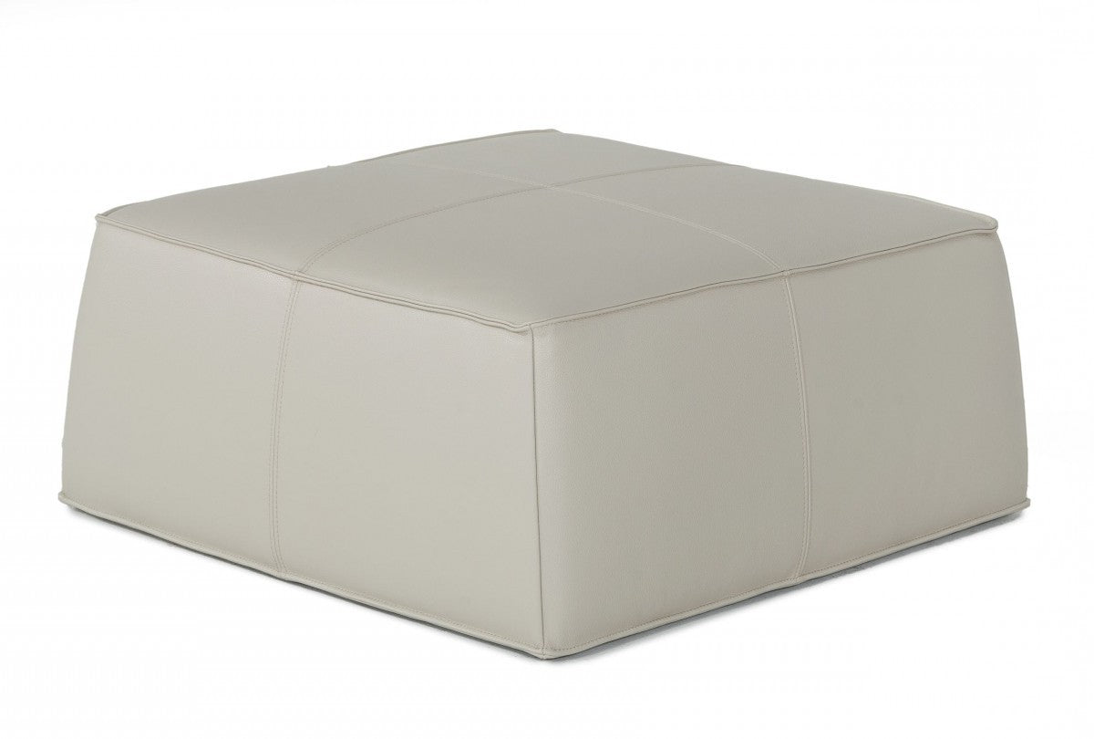 Light Gray Faux Leather Cocktail Ottoman 37"