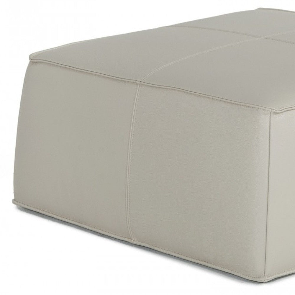 Light Gray Faux Leather Cocktail Ottoman 37"