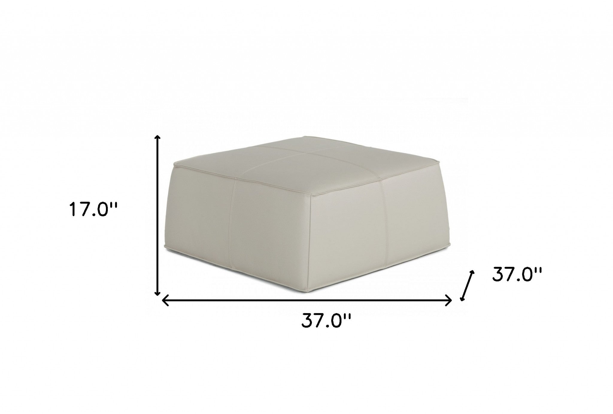 Light Gray Faux Leather Cocktail Ottoman 37"