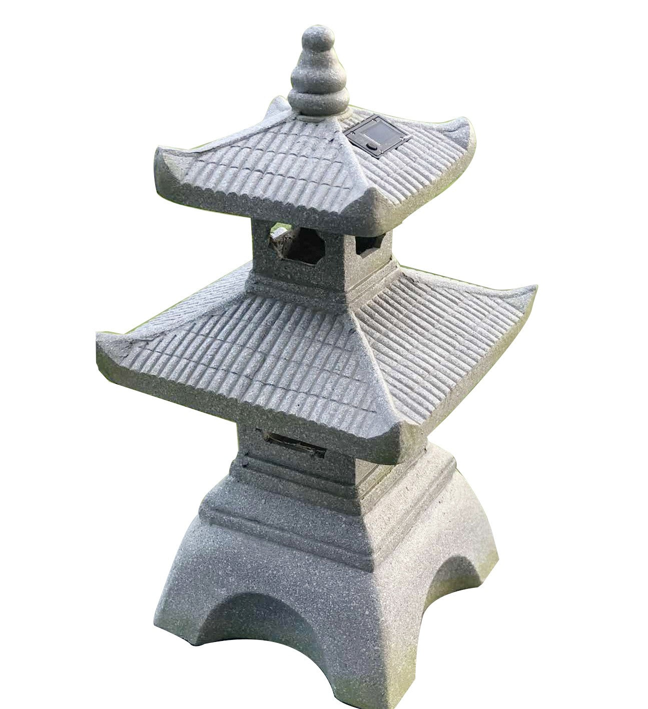 Dark Gray Pagoda Solar Light Lantern Outdoor Statue 26"