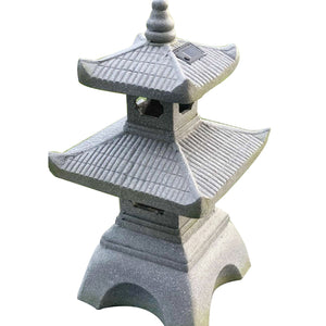 Dark Gray Pagoda Solar Light Lantern Outdoor Statue 26"