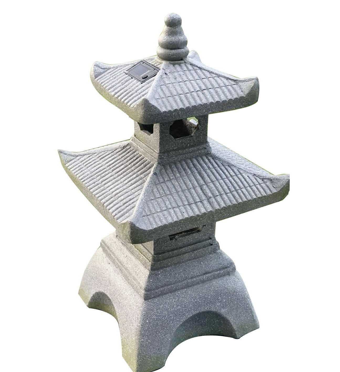 Dark Gray Pagoda Solar Light Lantern Outdoor Statue 26"