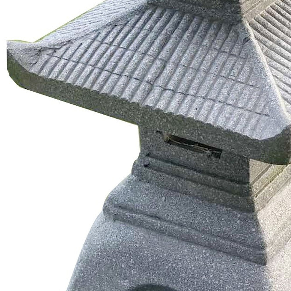 Dark Gray Pagoda Solar Light Lantern Outdoor Statue 26"