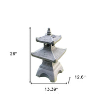 Dark Gray Pagoda Solar Light Lantern Outdoor Statue 26