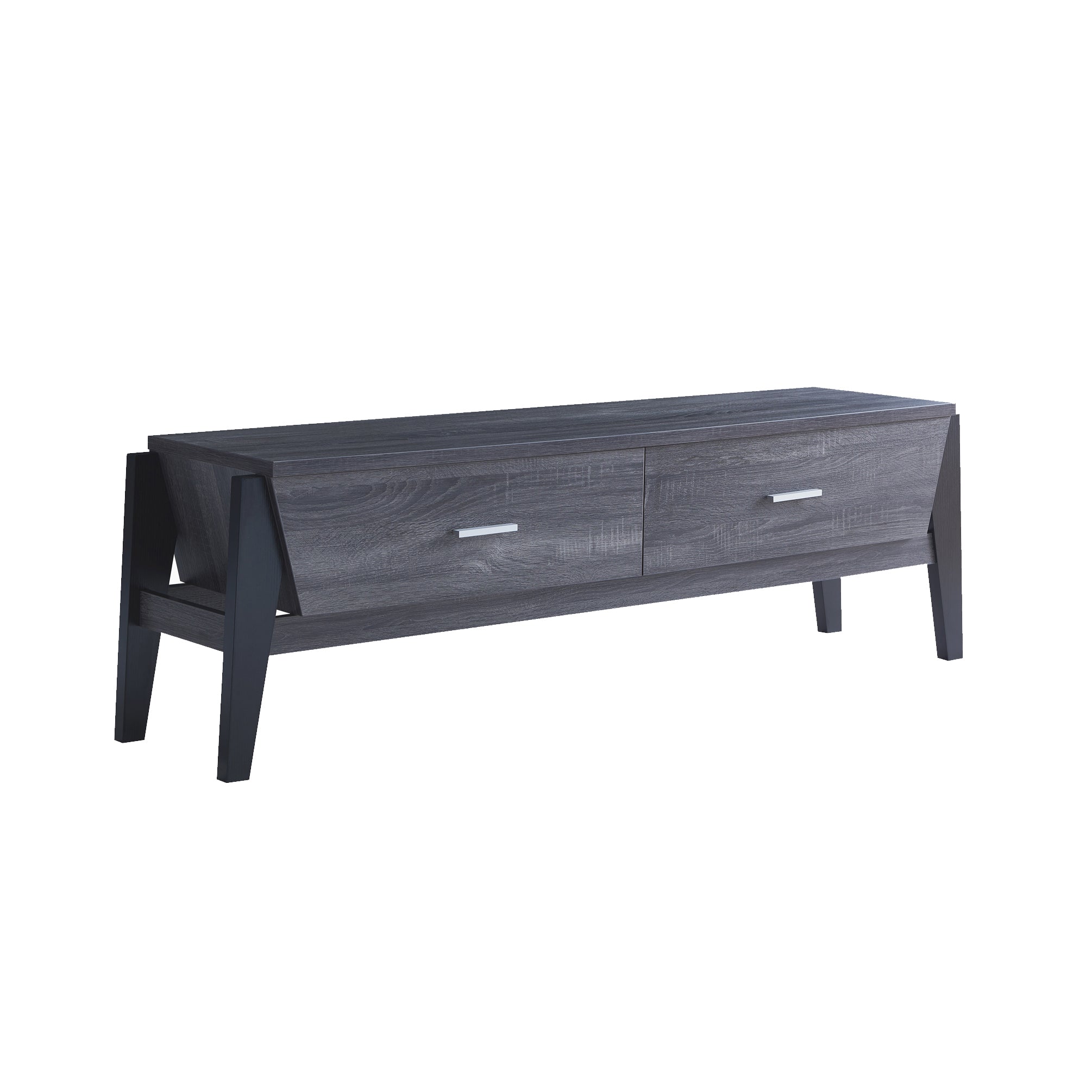 Contemporary Distressed Gray and Black TV Stand