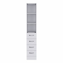 White Bathroom Storage Cabinet with Glass Door and Sliding Drawers