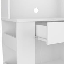 White Pantry Cabinet with Two Door Panels and Side Open Shelves