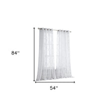 White Trellis Pattern Embroidered Window Curtain Panel 84”