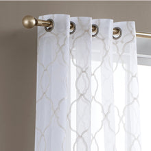 Charcoal Trellis Pattern Embroidered Window Curtain Panel 84”