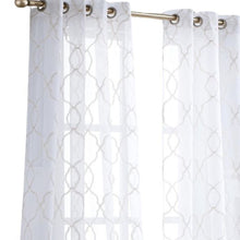 Charcoal Trellis Pattern Embroidered Window Curtain Panel 84”