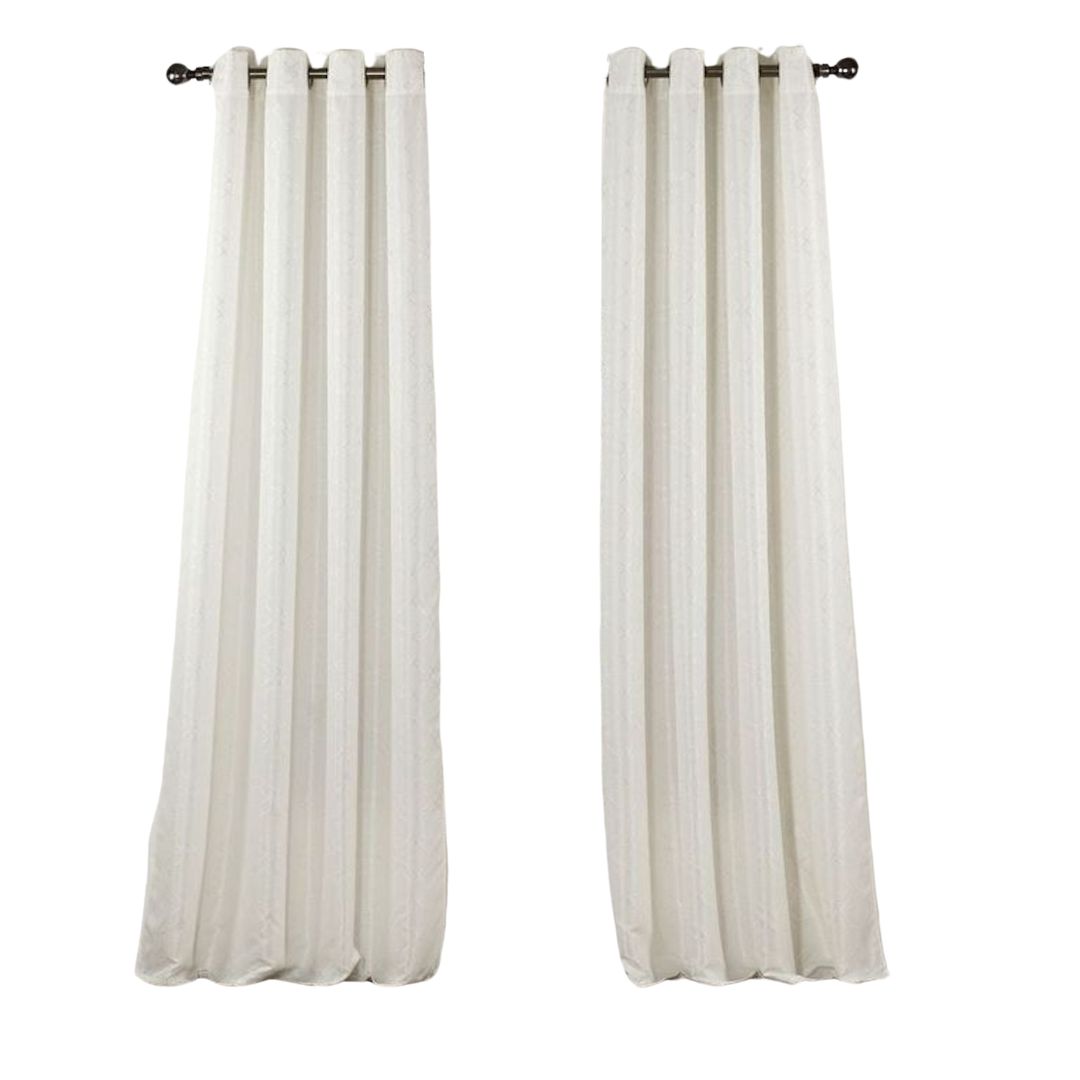 84" Ivory Linework Textured Window Curtain Panel