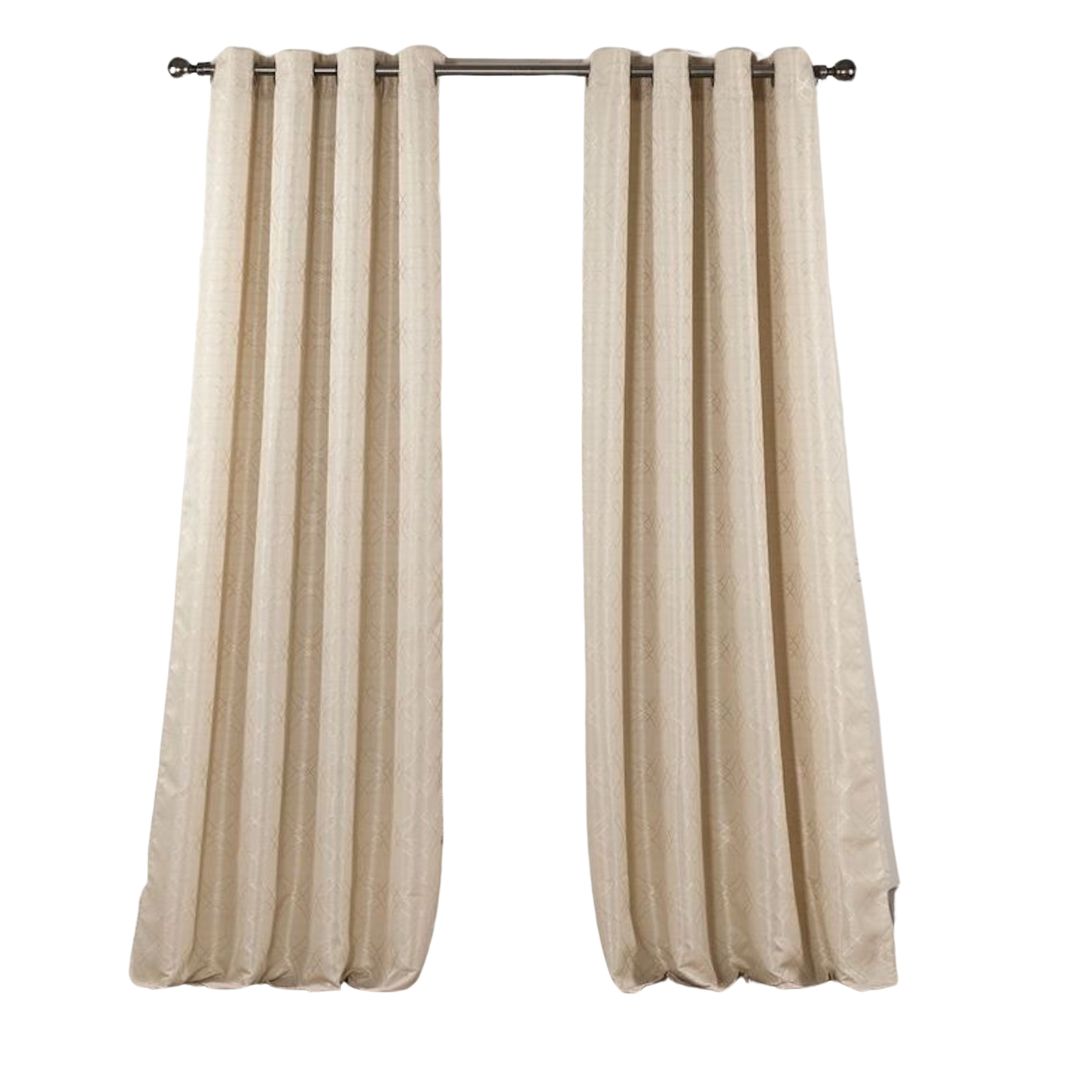 84" Taupe Linework Textured Window Curtain Panel