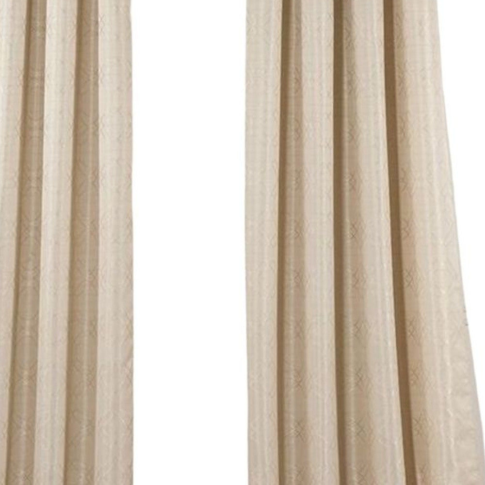 84" Taupe Linework Textured Window Curtain Panel