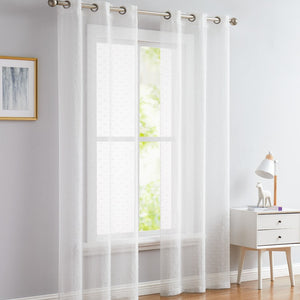 84” White Sprinkled Embellishment Window Curtain Panel