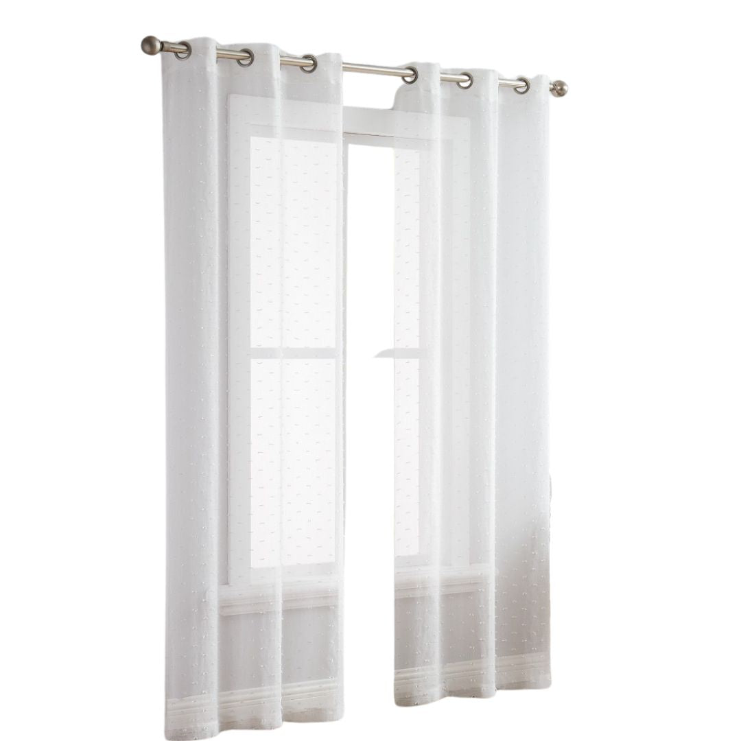 84” White Sprinkled Embellishment Window Curtain Panel
