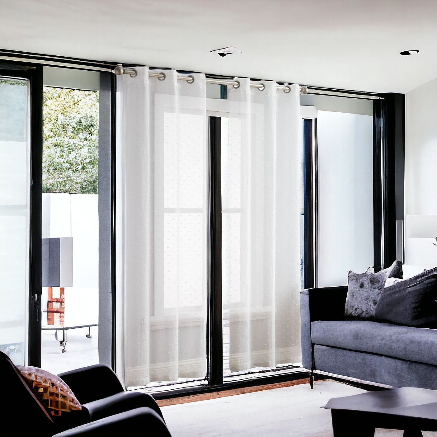 84” White Sprinkled Embellishment Window Curtain Panel