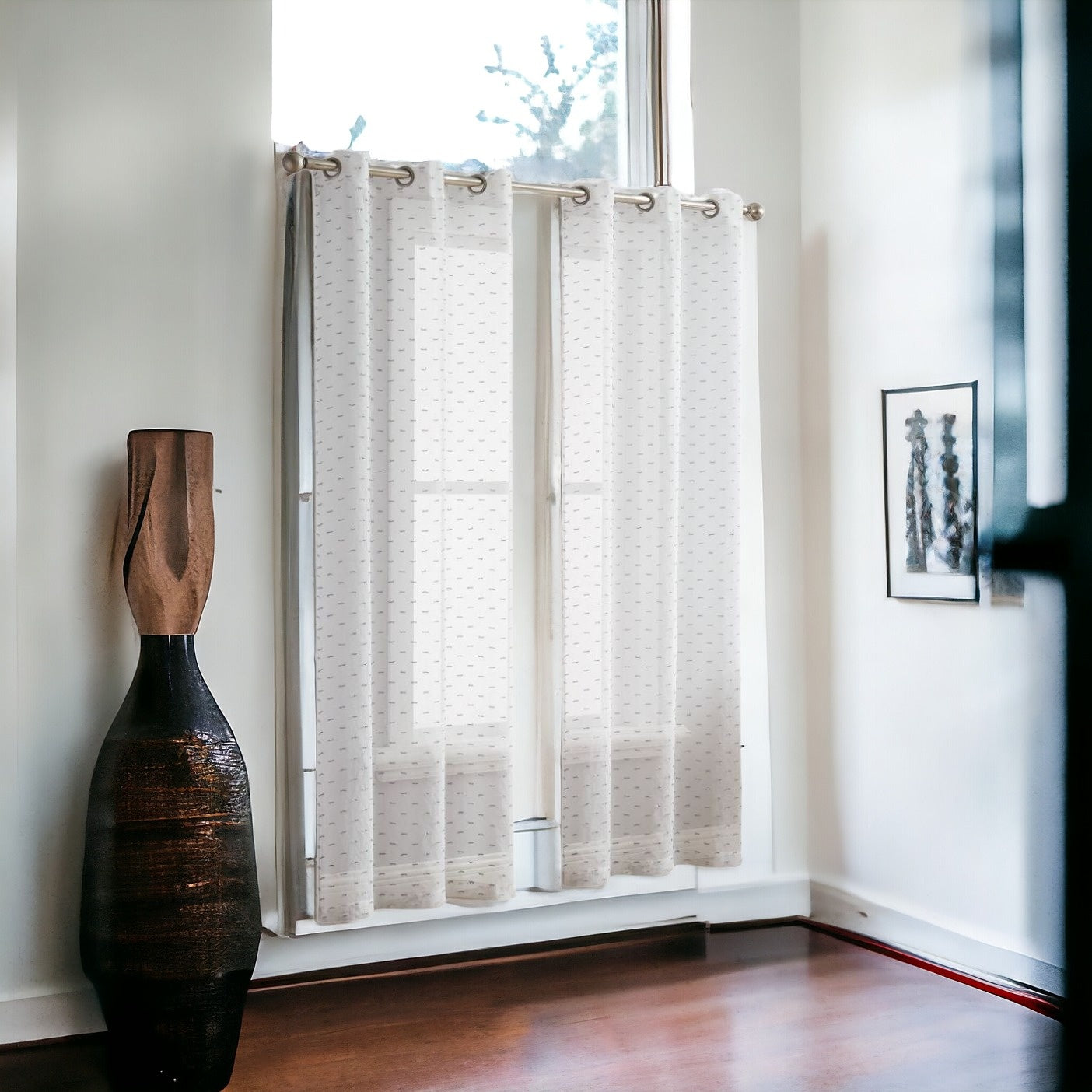 84” Silver Sprinkled Embellishment Window Curtain Panel