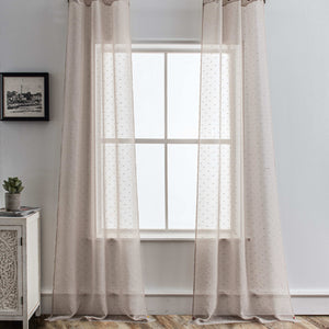 84” Tan Ribbon Embellished Window Curtain Panel
