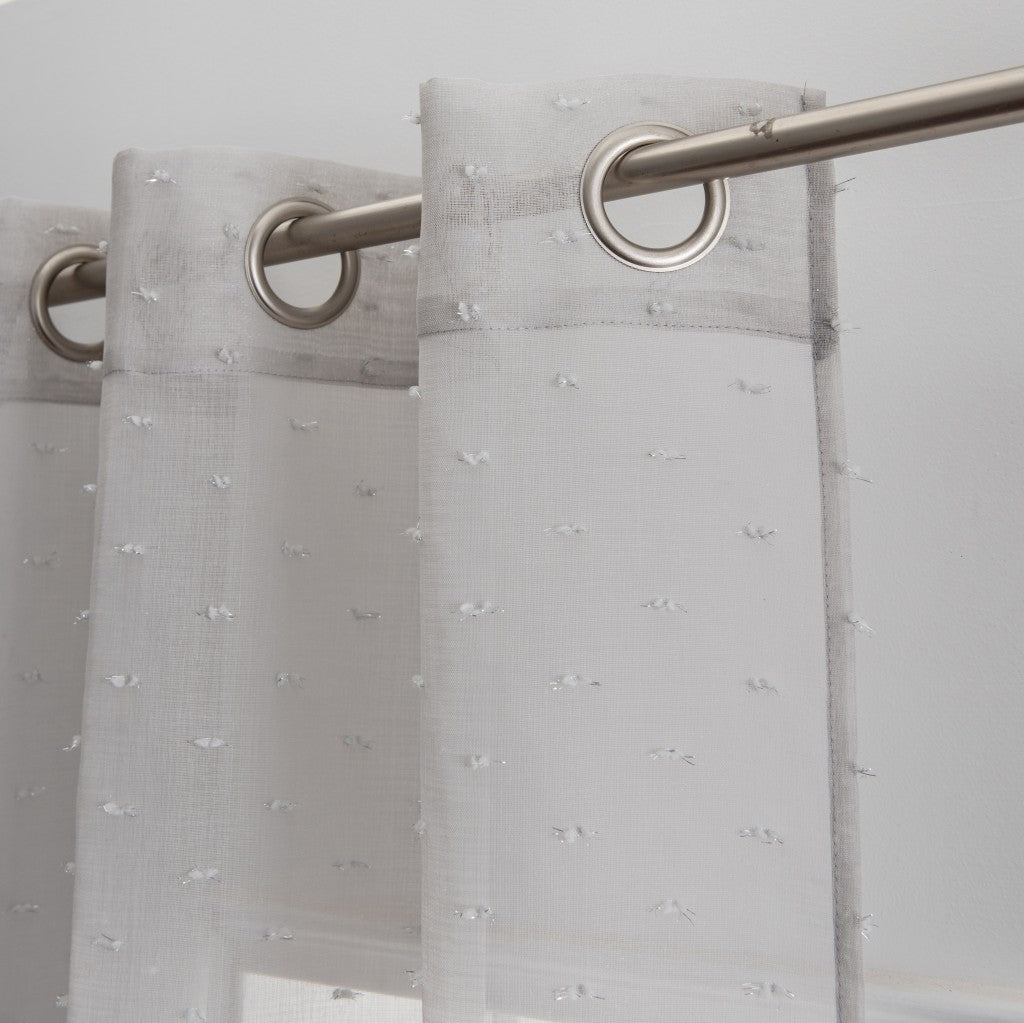 84” Gray Ribbon Embellished Window Curtain Panel