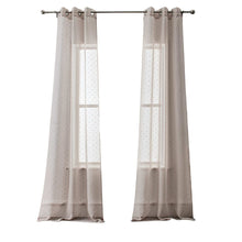 96” Tan Ribbon Embellished Window Curtain Panel