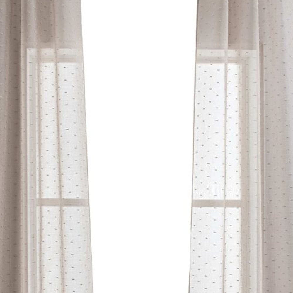 96” Tan Ribbon Embellished Window Curtain Panel