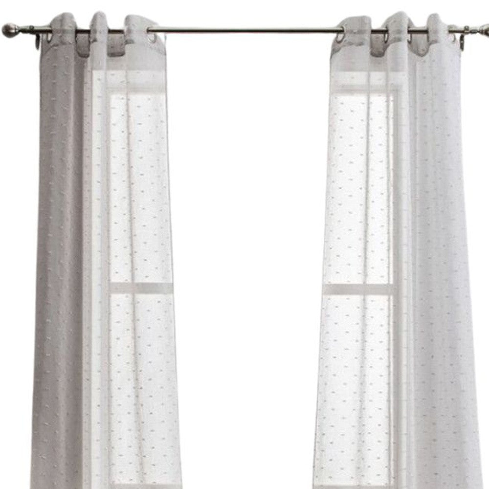 96” Gray Ribbon Embellished Window Curtain Panel