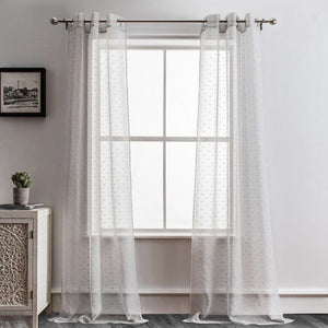 96” Gray Ribbon Embellished Window Curtain Panel