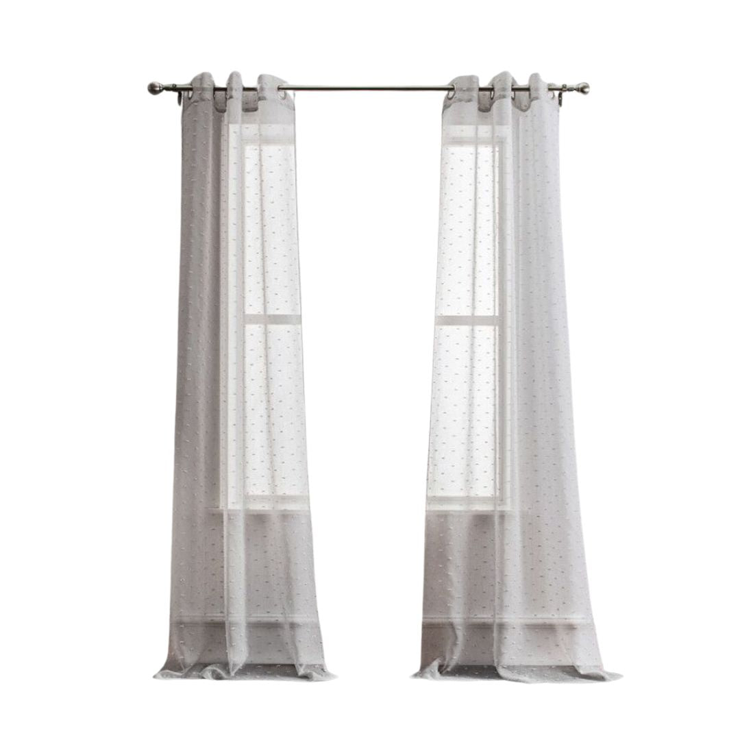96” Gray Ribbon Embellished Window Curtain Panel