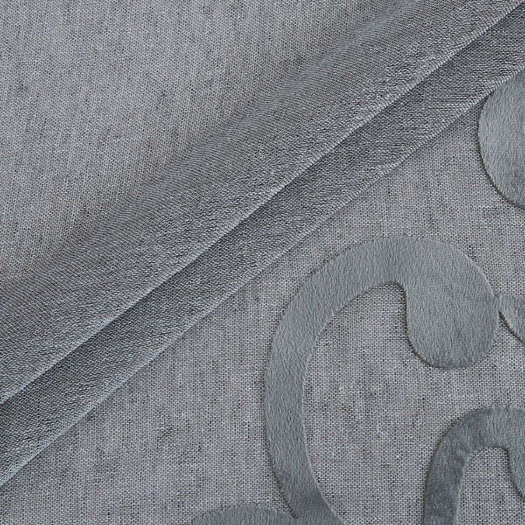 Set of Two 96"  Silver Velvet Applique Window Panels