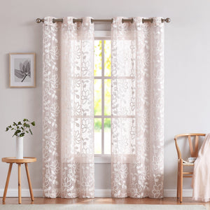 Set of Two 84"  Blush Floral Embroidered Window Panels