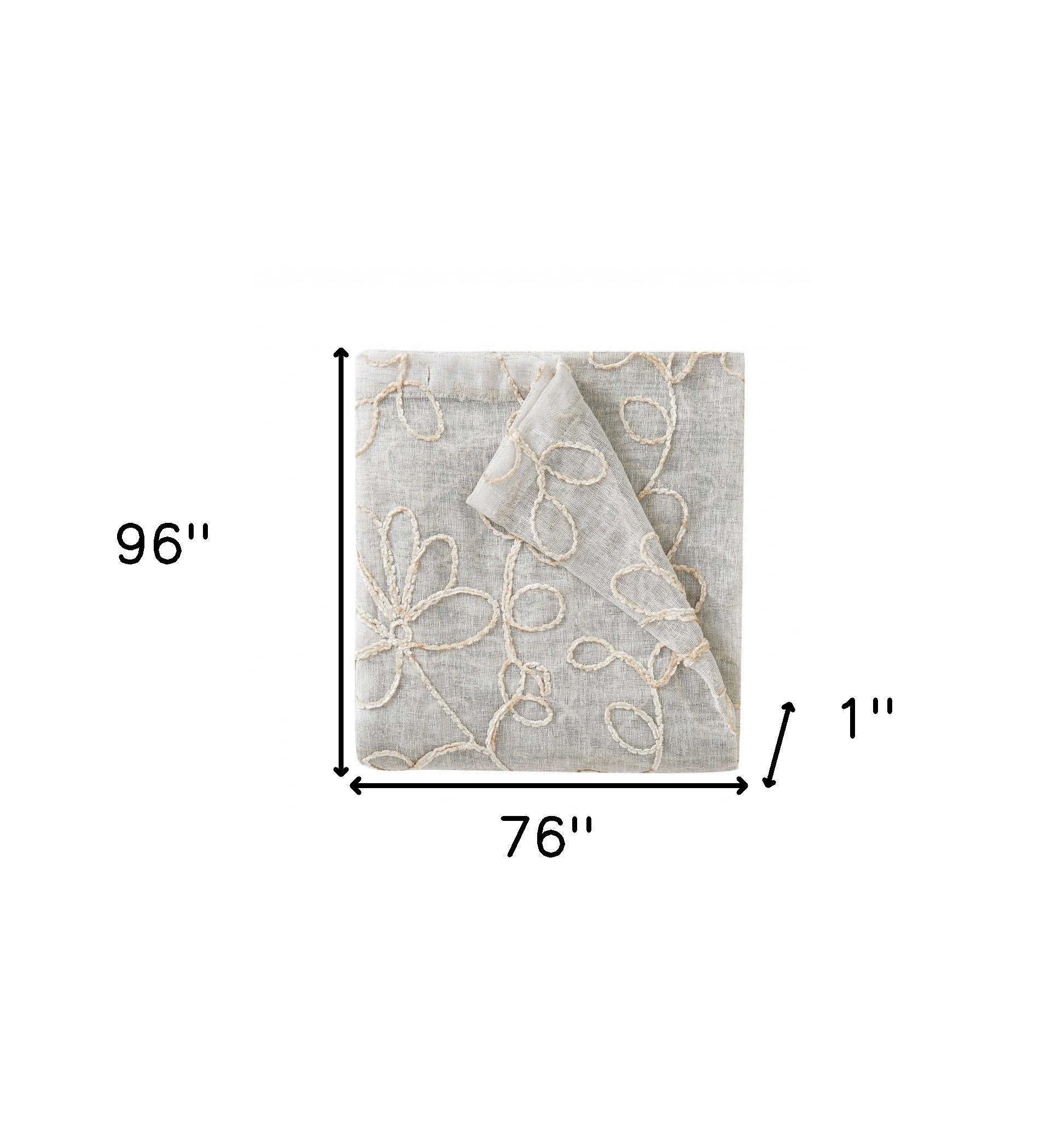 Set of Two 96"  Tan Floral Embroidered Window Panels