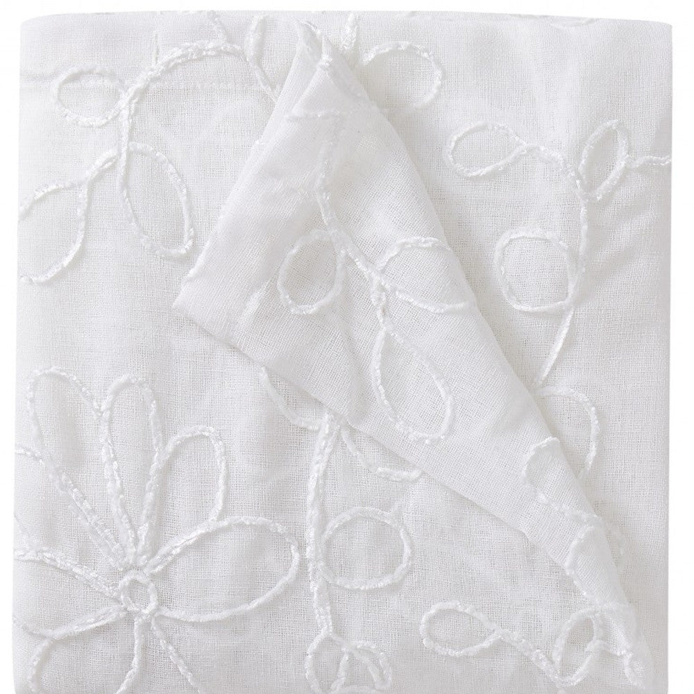 Set of Two 96"  White Floral Embroidered Window Panels