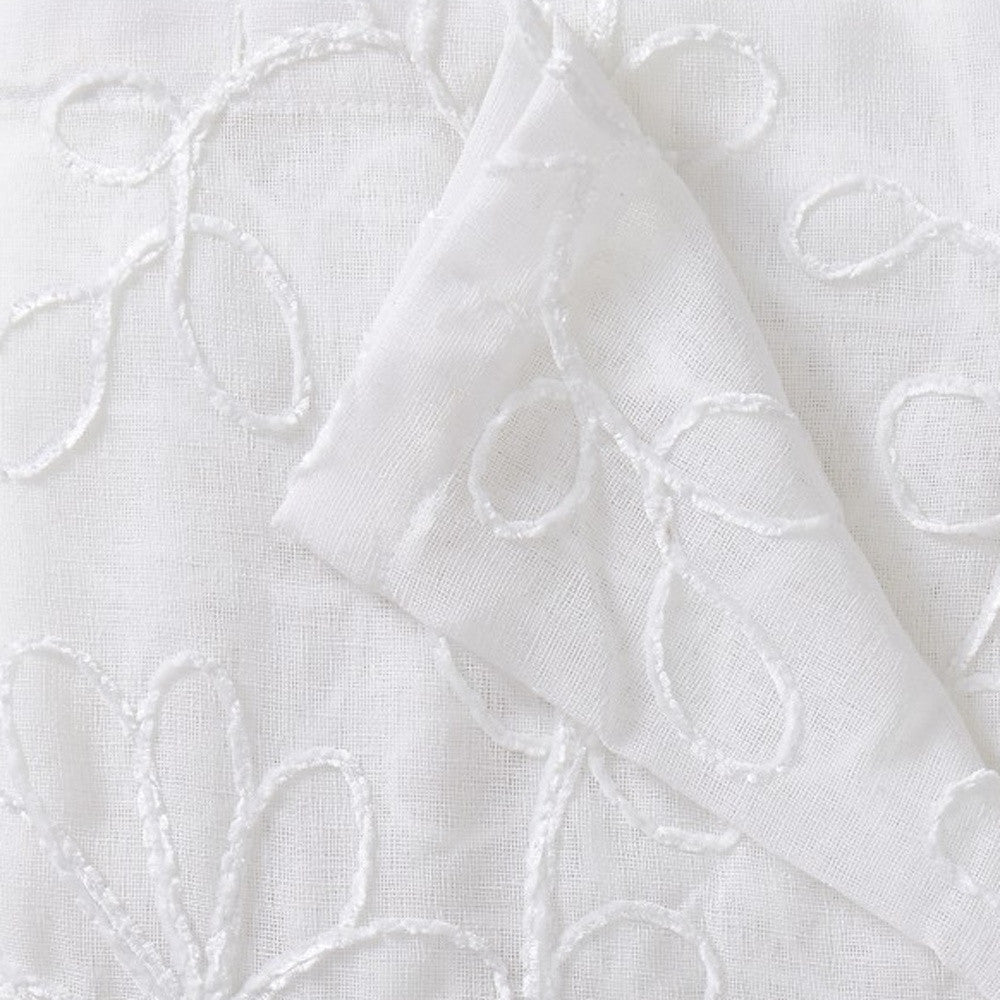 Set of Two 96"  White Floral Embroidered Window Panels