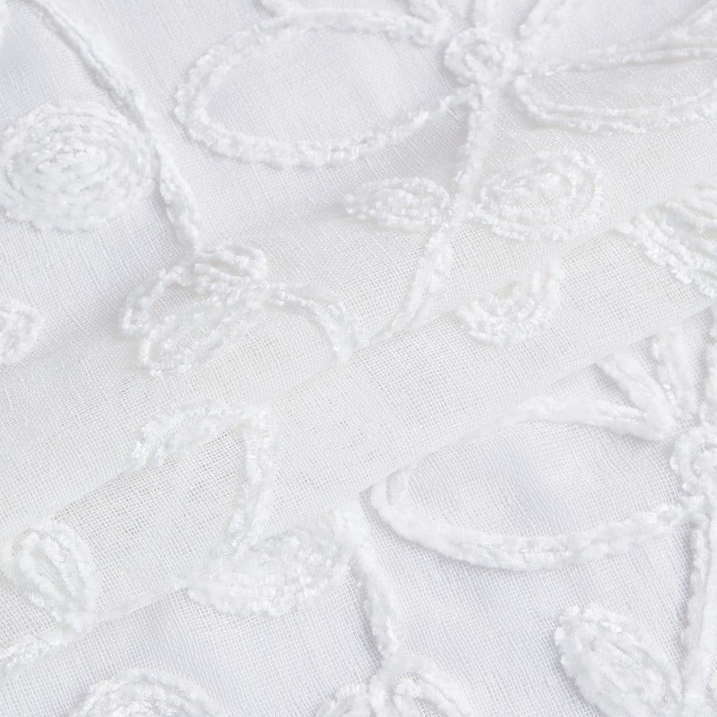 Set of Two 96"  White Floral Embroidered Window Panels