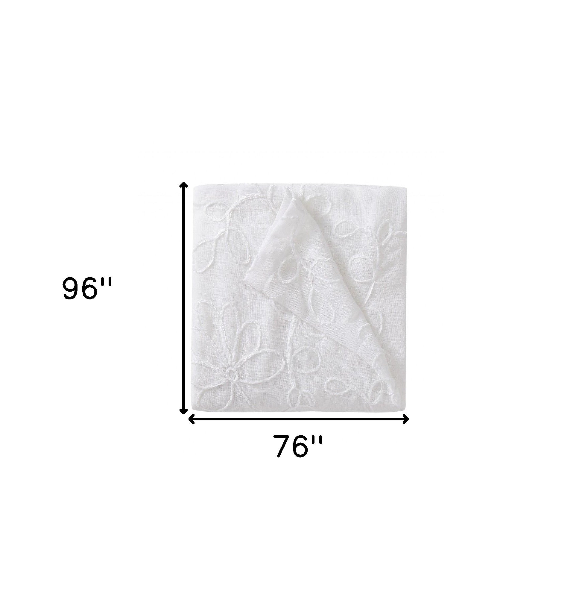 Set of Two 96"  White Floral Embroidered Window Panels