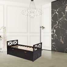 Twin Espresso Upholstered Bed With Trundle