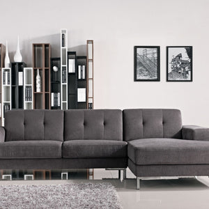 Mod Flare Dark Gray Fabric Right Facing Sectional Sofa