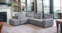 Mod Light Gray Fabric Right Facing Sectional Sofa with Ottoman