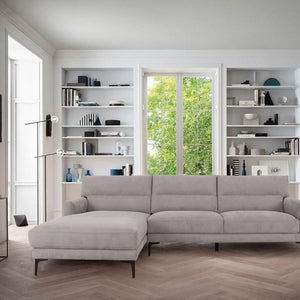 Contemporary Soft Gray Squared Edge Left Facing Sectional Sofa