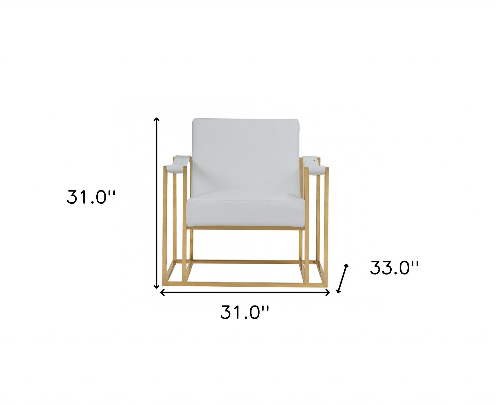 Elegante silla de polipiel blanca y acero dorado