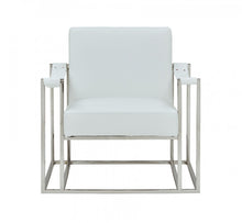 Stylish White Leatherette And Steel Chair