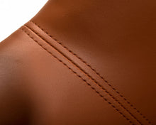 Silla industrial de cuero ecológico marrón y metal negro