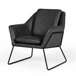 Industrial Grey Faux Leather And Black Accent Chair