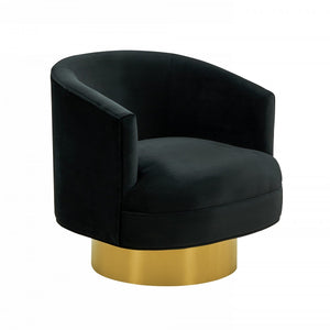 Modern Black and Gold Velvet Accent Chair