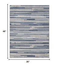 2' X 4' Blue Abstract Stain Resistant Indoor Outdoor Area Rug