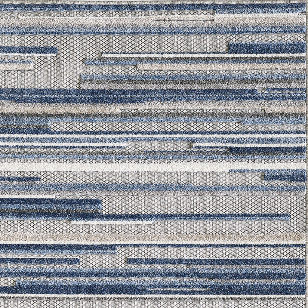 7' X 9' Blue Abstract Stain Resistant Indoor Outdoor Area Rug